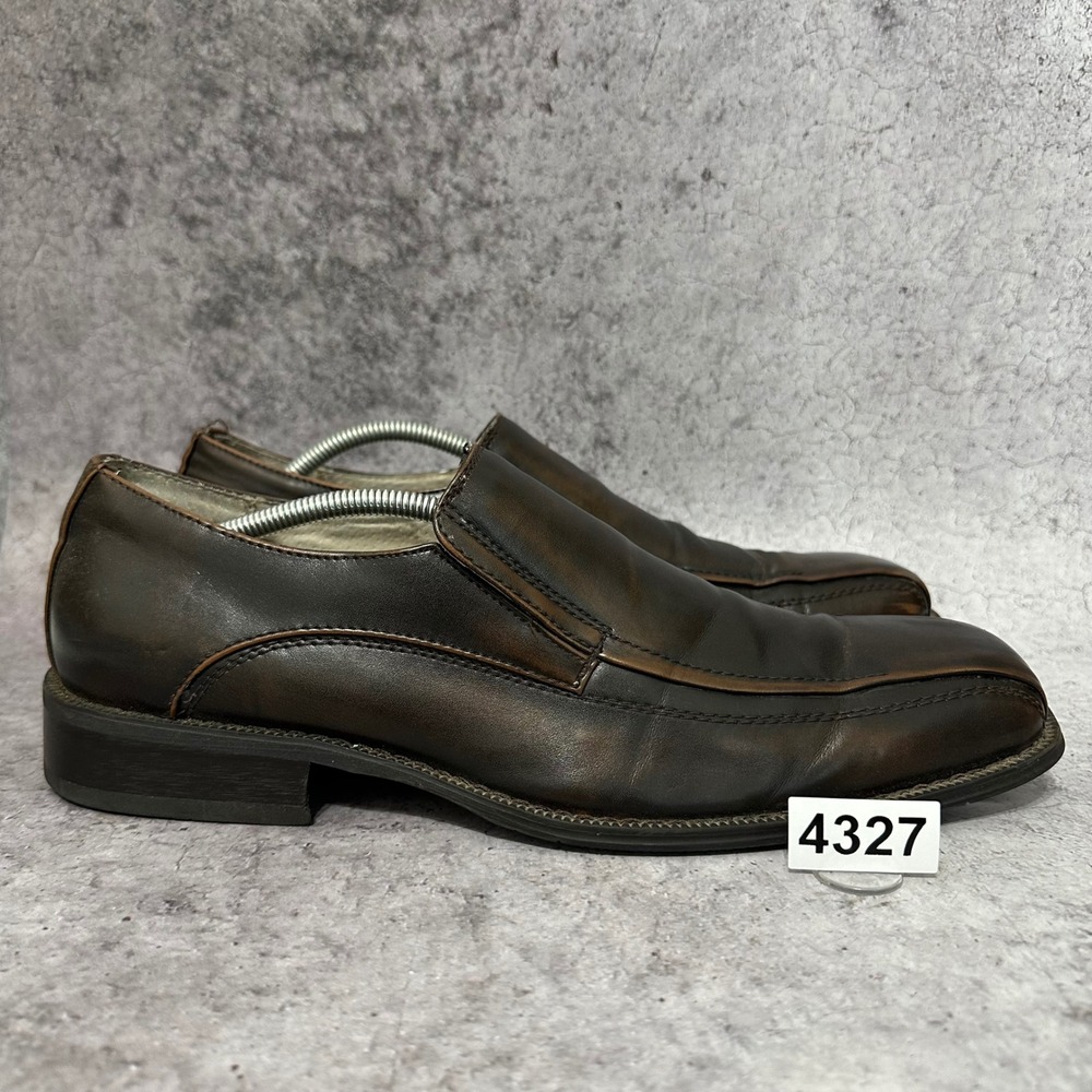 JF J.Ferrar Dash Loafers Mens 12 Brown Slip On Dress Shoes Square Toe 014-2901